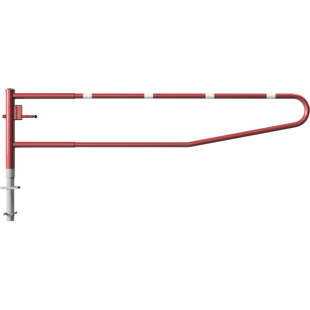 Swiveling gates | for casting in concrete, hot-dip galvanized and red coated with white reflecting stripes | total width: 3500 mm | with Euro profile cylinder lock